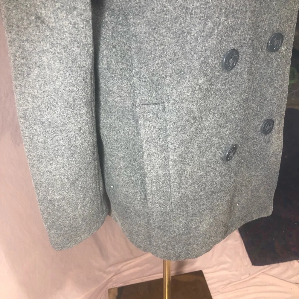Wool Blend Gray Peacoat